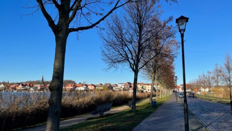 Sicht vom Erddamm auf die Altstadt