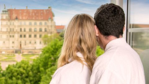 Sauna mit Blick auf das Schloss Güstrow